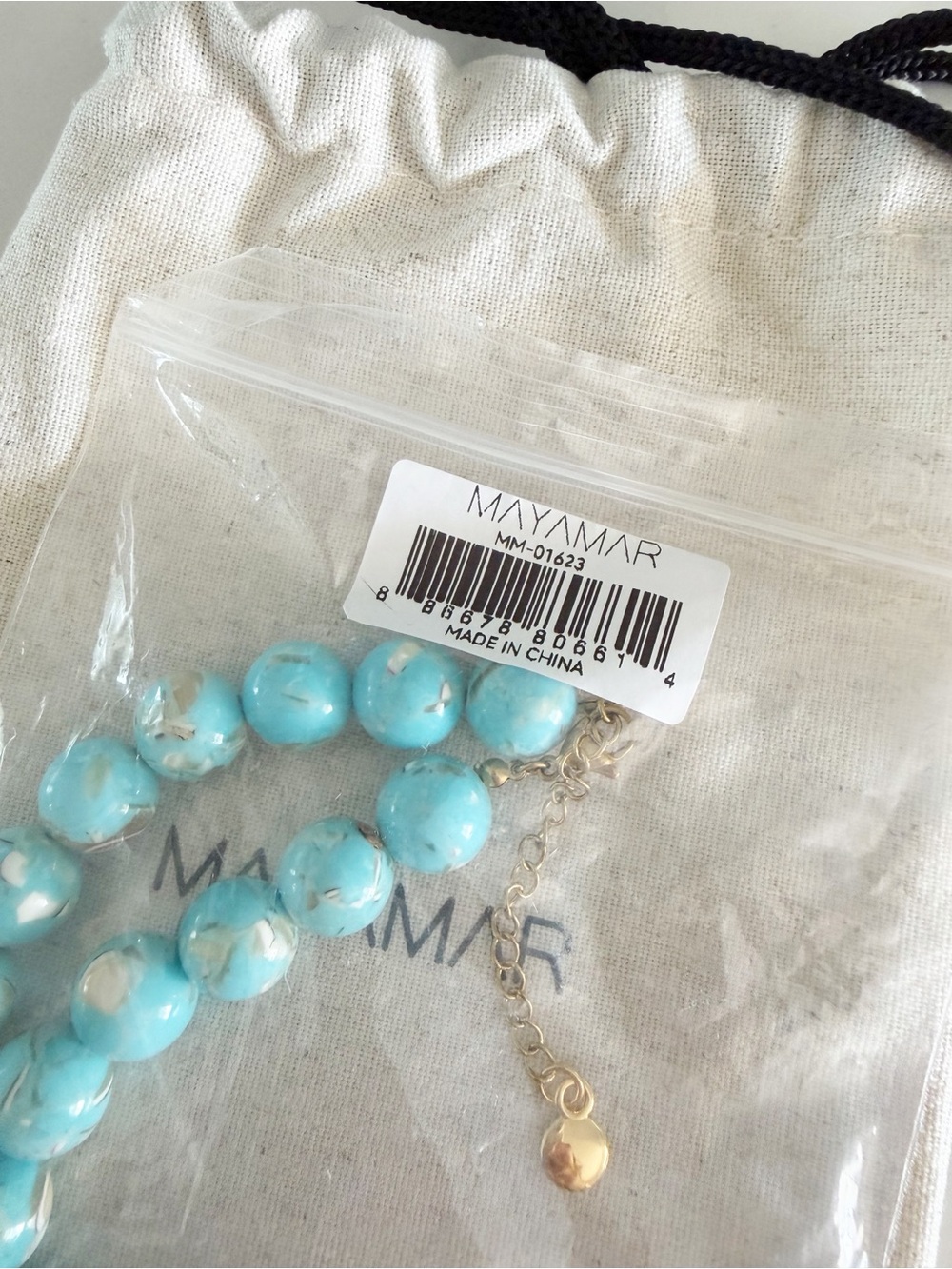 MAYAMAR Turquoise Beaded Baroque Pearl Statement Necklace NEW - Picture 6 of 6